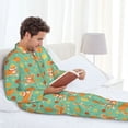 thumbnail image 6 of Xecao Cute Shiba And Pumpkins Print Pajamas Set Mens Pajamas Long Sleeve Loungewear Two-Piece Sleepwear Button-Down Pjs Set,2PJS-Small, 6 of 7