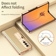 thumbnail image 5 of ELEHOLD Luxury Plating Case for Samsung Galaxy Z Fold 4 2022 Lychee Pattern Case Tempered Glass Screen Protector Hinge Protection S Pen Slot Shockproof Durable Anti-Scratch Case, Gold, 5 of 7