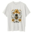 thumbnail image 4 of Njoeus Going Out Tops for Women T Shirts for Women Women's Summer Floral T Shirt Cute Bee Graphic Tee Loose Crew Neck Tees Short Sleeve Casual Tops Flowers Print Blouse S-Xxl Short Sleeve Womens Tops, 4 of 6