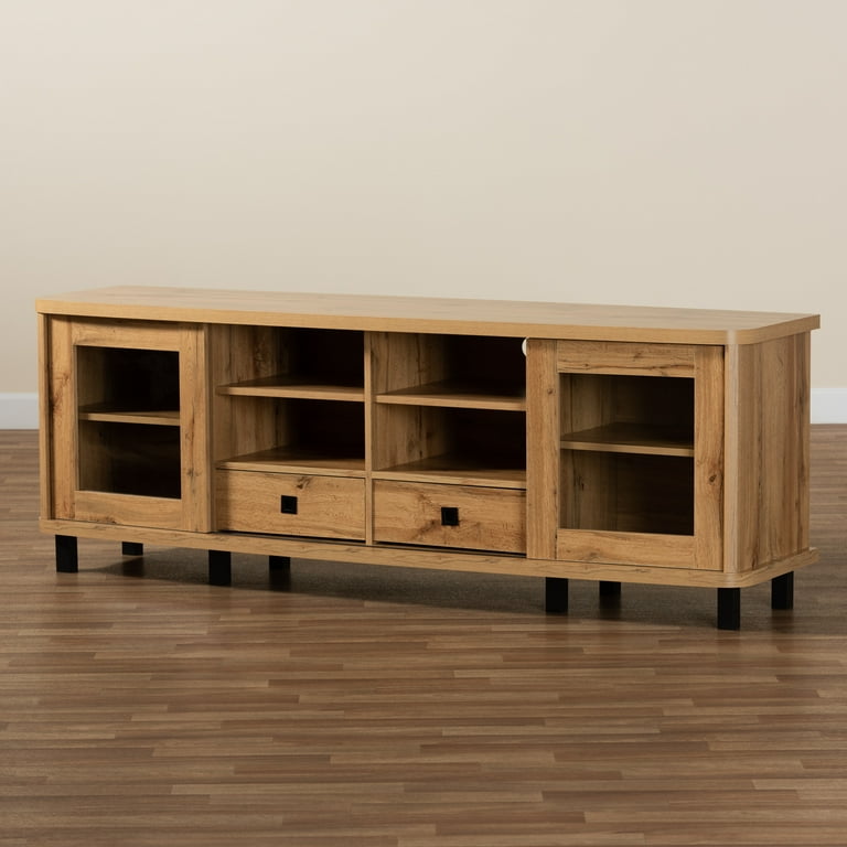 Baxton Studio Walda Wood TV Stand with 2 Drawers for TVs up to 68