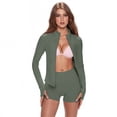thumbnail image 7 of GIPQJK Workout Sets for Women Athletic Zipper Running Jacket with Thumb Holes High Waisted Lightweight Shorts Long Sleeve Soft Yoga Gym Sets,Mint Green 0.84, 7 of 7