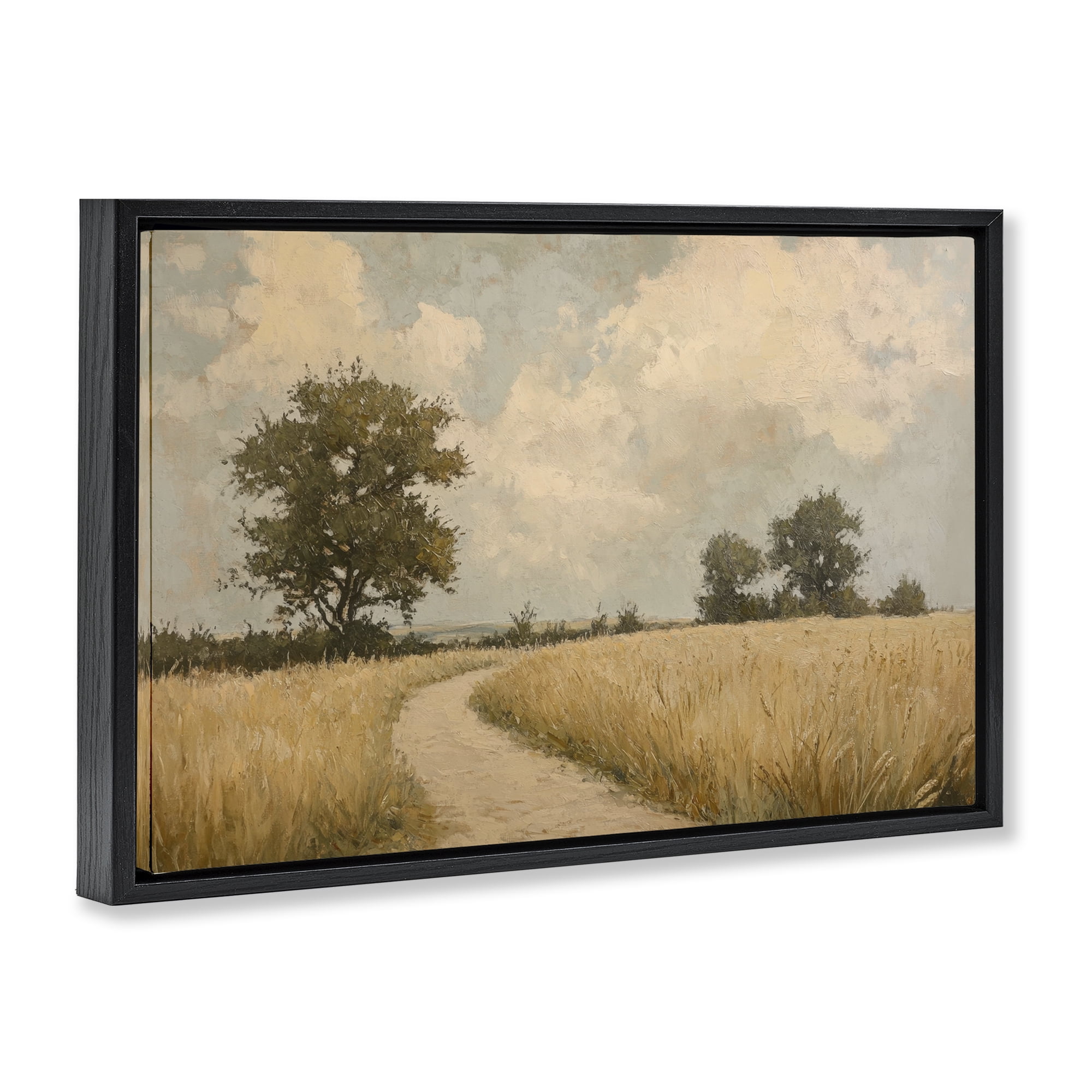 Stupell Industries Soft Field of Wheat Black Framed Floater Canvas Wall Art, design by Petal Prints Design