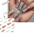 thumbnail image 5 of Fofosbeauty 24pcs Press on Nails Tips, Coffin Acrylic Nails, Gradient Flower Butterfly Blue, 5 of 7