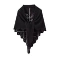 thumbnail image 6 of Oiur Women Knitting Shawl,Solid Color Fringe Design Lightweight Versatile Hollow Shawl,Open Knitted Pattern Shawl Wrap,Black, 6 of 8