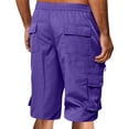 thumbnail image 4 of Resicozy Mens Cargo Shorts Lightweight Elastic Waist Knee Length Bermuda Shorts with Pockets Summer Short Cargo Pants Dark Purple 3XL, 4 of 7