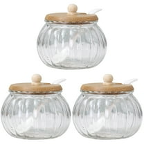 3 Sets Sugar Container Sugar Dispenser Glass Sugar Jar Glass Seasoning Jar Sugar Jar with Spoon