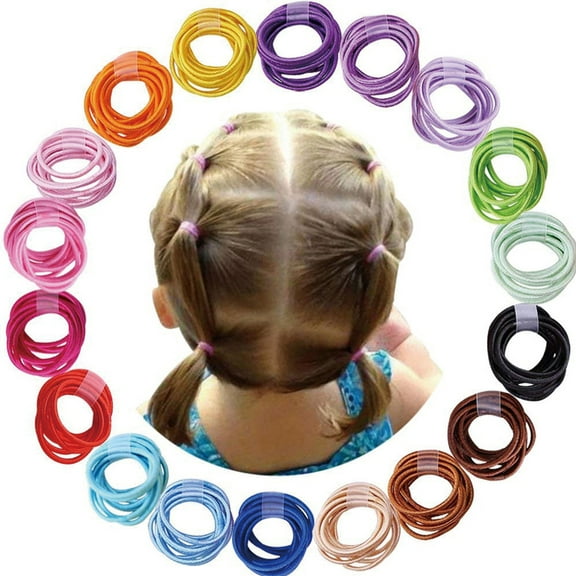 Designice 200Pcs Baby Hair Ties,Colorful Rainbow Hair Ties for Little Girls, High Elasticity Mini Elastic Hair Accessories