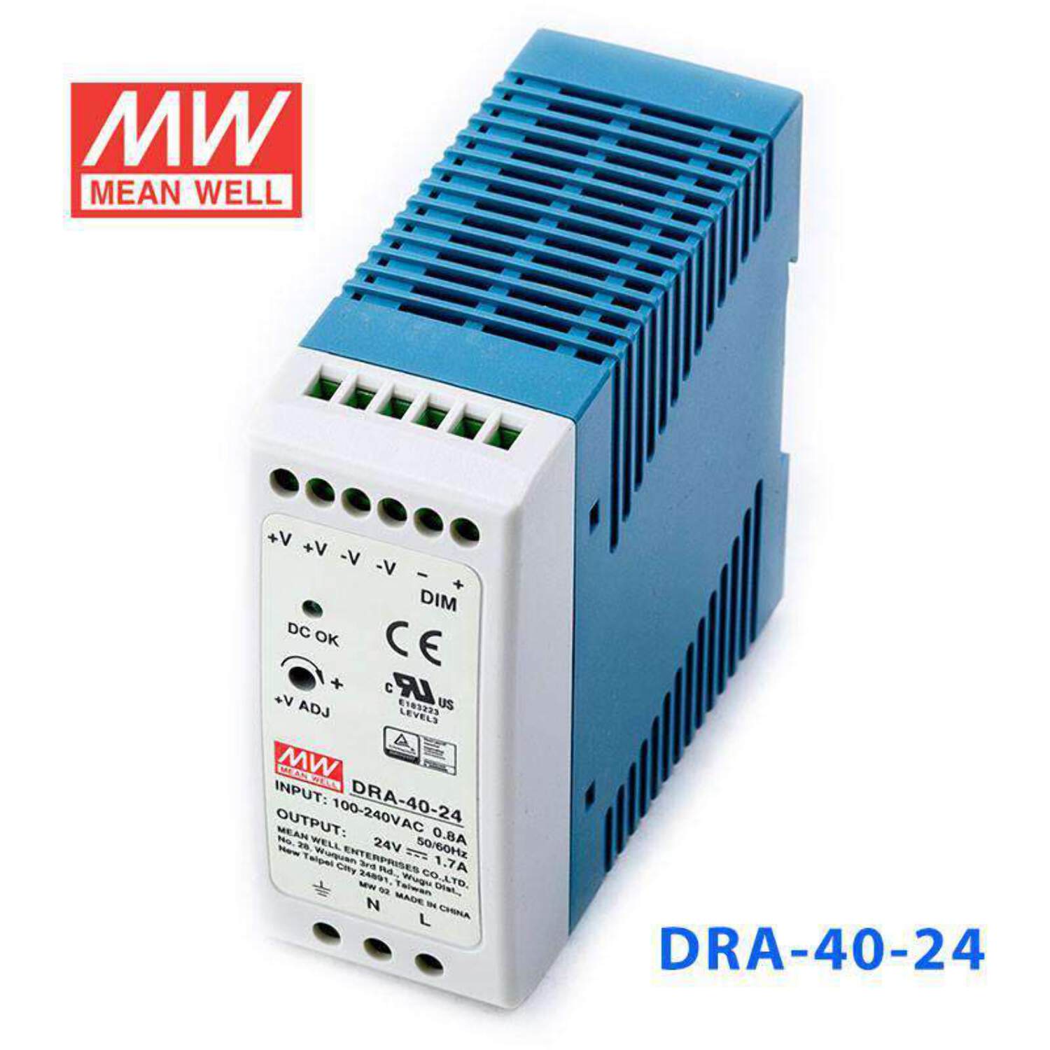 Mean Well DRA-40-24 Single Output Switching Power Supply 40W 24V - DIN Rail