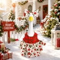 thumbnail image 4 of Christmas Floral Long Dress Porch Goose Outfit, Holly Print Clothes with Bow Headband for 23 Inch Geese, Holiday Yard Decor, 4 of 4