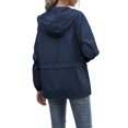 thumbnail image 4 of Sonducket Chubasquero ligero para mujer, impermeable, con capucha, cortavientos para exteriores, plegable, para senderismo, Camping, trajes para mujer Prendas para la parte del cuerpo Azul oscuro XXL, 4 of 6