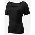 thumbnail image 2 of Womens Summer Short Sleeve T Shirts Slim Fit One Piece Cutout Scoop Neck Going Out Date Night Tops, 2 of 5
