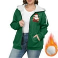 thumbnail image 4 of Makaor Sweatshirts Jacket for Women Christmas Fleece Hooded Coat Solid Plus Size Zipper Long Sleeve Outerwear Clothes, 4 of 5