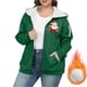 thumbnail image 5 of Sudadera informal con capucha y manga larga para mujer, estilo navideño, de gran tamaño, color liso, con cremallera, capucha y forro polar grueso, chaqueta de manga larga con hombros descubiertos, blu, 5 of 5