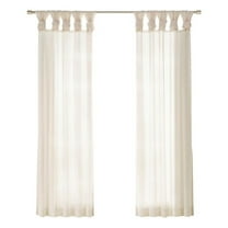 Pemberly Row Twisted Tab Voile Sheer Window Pair in Ivory 84" Panel