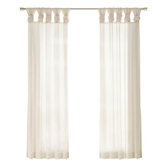 Pemberly Row Twisted Tab Voile Sheer Window Pair in Ivory 84" Panel