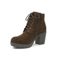 thumbnail image 2 of Second-S Tobacco Brown Soda Women Ankle Combat Boots High Heels Lace Up Side Zipper Booties 11, 2 of 4