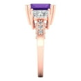 thumbnail image 3 of Three-Stone Engagement Ring for Women - 4.27ct Natural Amethyst in 18K Rose Gold Promise Ring, 3 of 6