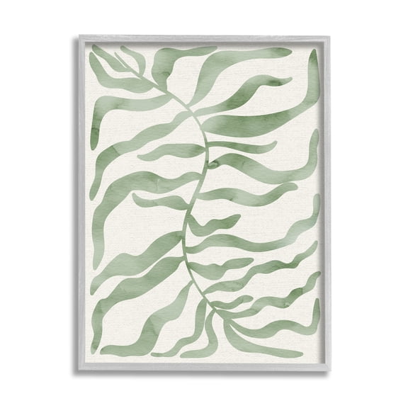 Stupell Industries Boho Plant Leaves Botanical & Floral Painting Gray Framed Art Print Wall Art, 11 x 14