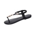 thumbnail image 4 of Xucatan Women's Crystal Embellished Thong Sandals, Adjustable Elastic Ankle Strap, Plus Size Glamorous Summer Footwear Gift, 4 of 9
