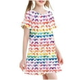 thumbnail image 2 of BRGZLK Toddler Girls Casual Sundress Cute Love Heart Print Dreamy Pajamas Loose Casual Comfortable Mid-Calf Nightgown Multicolor 6-7 Years, 2 of 5