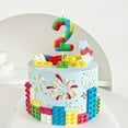thumbnail image 3 of Building block birthday candles (number 2 candles), suitable for colorful building block theme birthday number candles, party decorations, building block cake decorations, 3 of 7