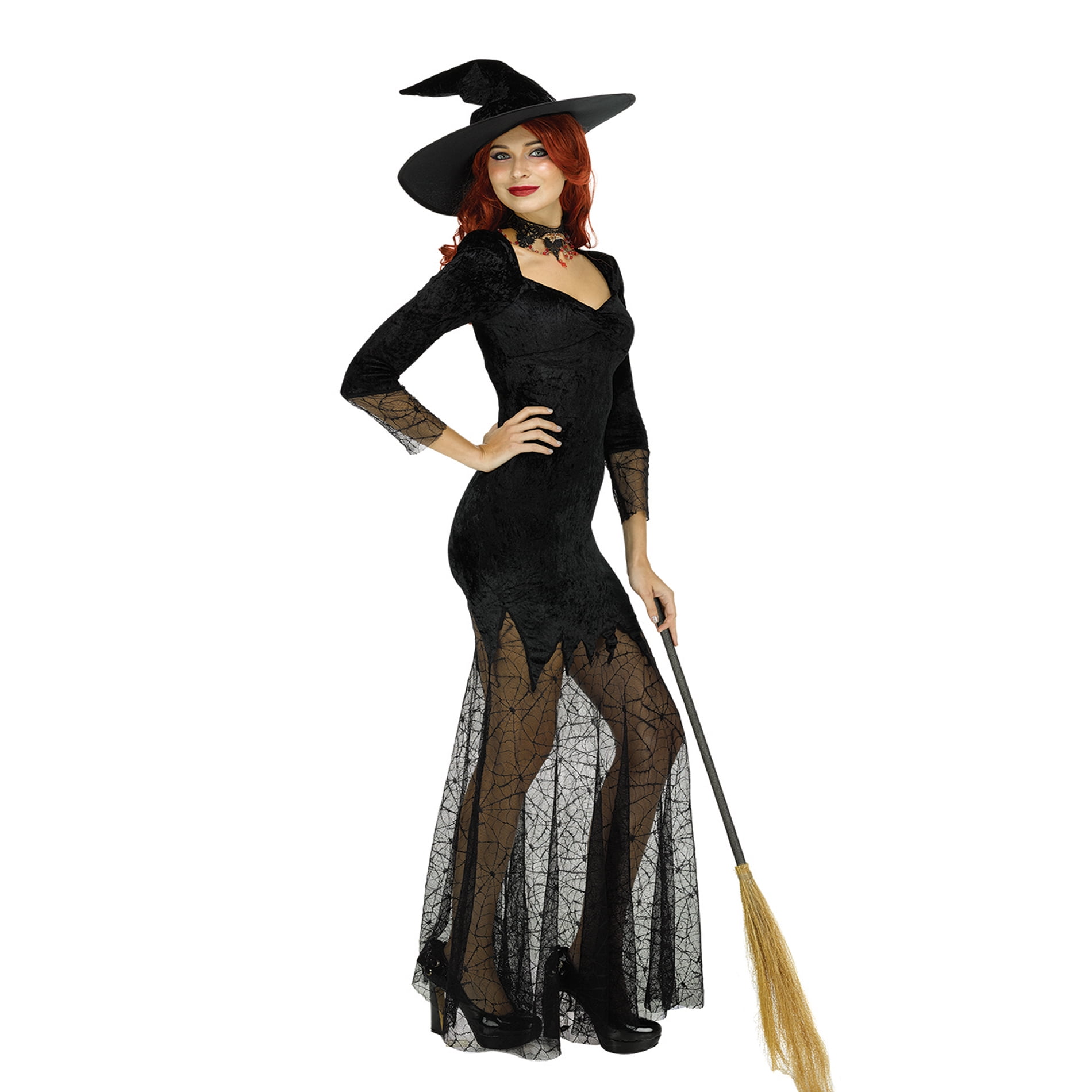 Sorceress Wicked Witch Black Gothic Gown Fancy Dress Up Halloween Child Costume 