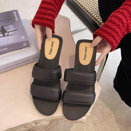 

Dpityserensio Summer Seaside Holiday Flip Flops Women Wear Flat Bottoms and Cool Slippers Summer Women Sandals Clearance Black 5.5(36)