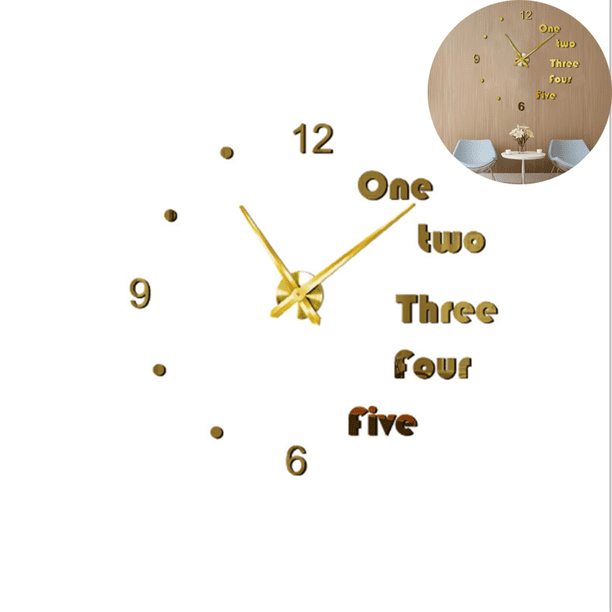 Reloj de pared DIY 3D sin marco Diseño moderno grande Silencioso Etiqueta de la pared Reloj Autoadhesivo Relojes de pared Creativo Ajustable Sala de estar Hogar y oficina Hermosa decoración Regalo Xemadio LL-0298