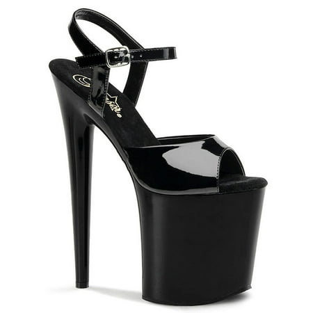 Black Open Toe Ankle Strap - 8 inch heel high platform shoe ankle strap sexy shoes open toe black red white