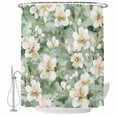 thumbnail image 2 of Sage Green Spring Floral Waterproof Fabric Shower Curtain,Summer Botanical Farmhouse Waterproof Fabric Shower Curtain for Bathroom Curtains Bathtubs Hotel Shower Curtains with 12 Hooks Stall 48x72in, 2 of 8