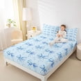 thumbnail image 4 of Feelyou Fashion Blue Bow Bed Sheets, Dreamy Cartoon Ribbon King Sheets, 4pcs, 4 of 7