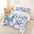 thumbnail image 2 of Manfei Sketch Seashell Bow Full Size Comforter Sets,Starfish Coral Ocean Bedding Comforter Set,Colorful Stars Reversible,3-Piece,1 Comforter and 2 Pillowcases, 2 of 7