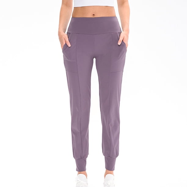 Pantalones deportivos de mujer con bolsillos con cremallera, de cintura alta, para entrenamiento deportivo y yoga, para mujer