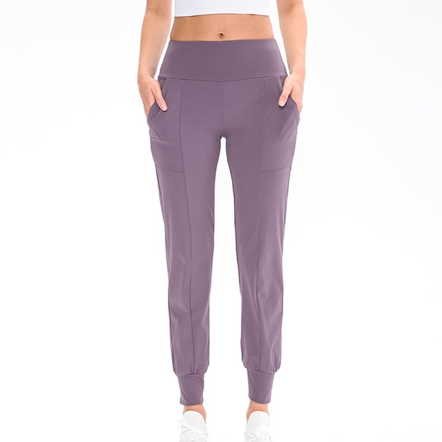 Pantalones deportivos de mujer con bolsillos con cremallera, de cintura alta, para entrenamiento deportivo y yoga, para mujer