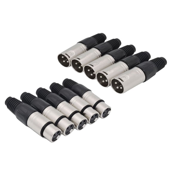 10Pcs 3 Pin XLR Solder Type Connector 5 Male   Female Plug Cable Microphone Audio Socket