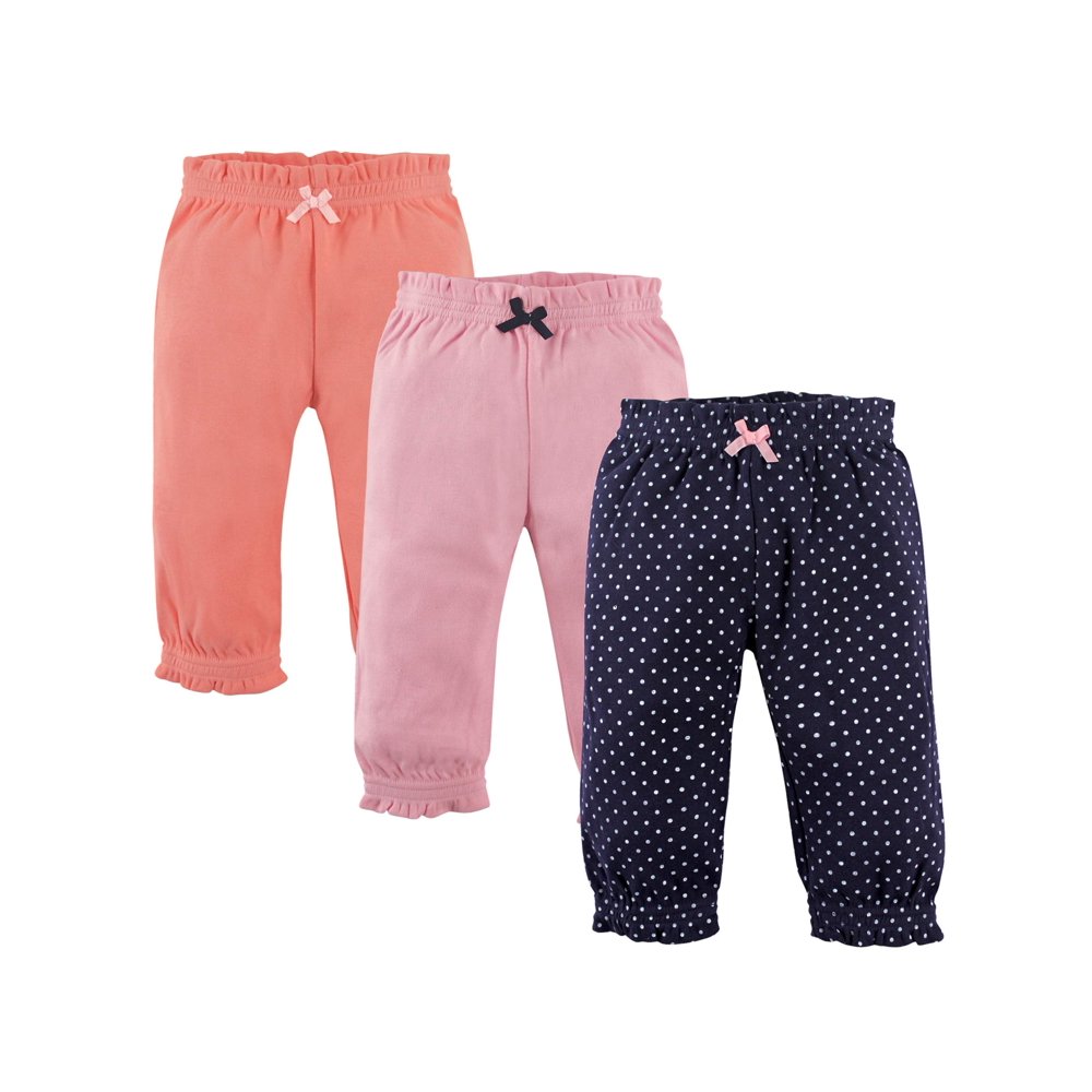 Hudson Baby Newborn Baby Girls' Gathered Pants 3Pack