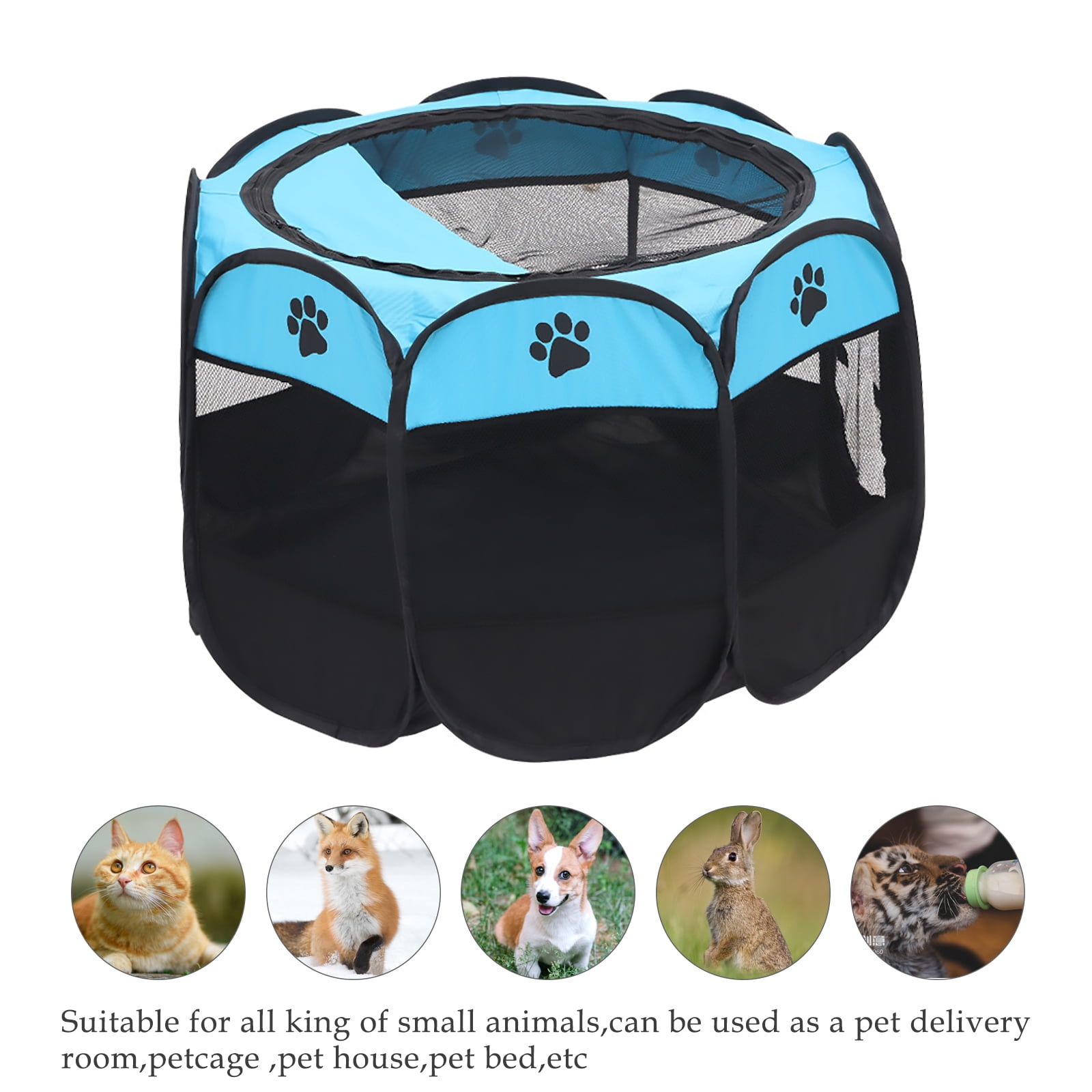Soft Foldable Pet Tent 8-Panel Pop-Up Dog Crate with carrying bag Portable Playpen for Dogs, Cats, and Other Small Animals
