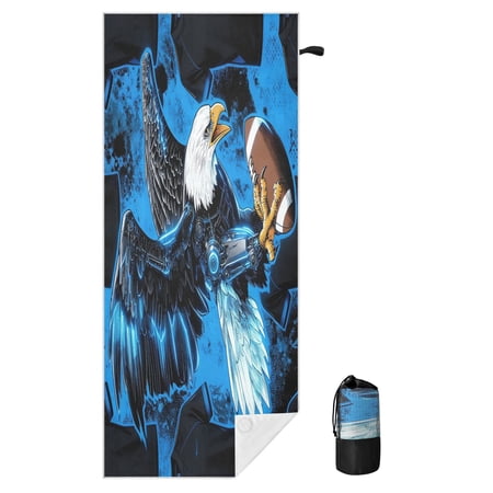 BZSMCE Soft Blue Thunder Eagles For Beach Towel with Wind-Resistant Magnetic Corners And Mesh Carry Bag