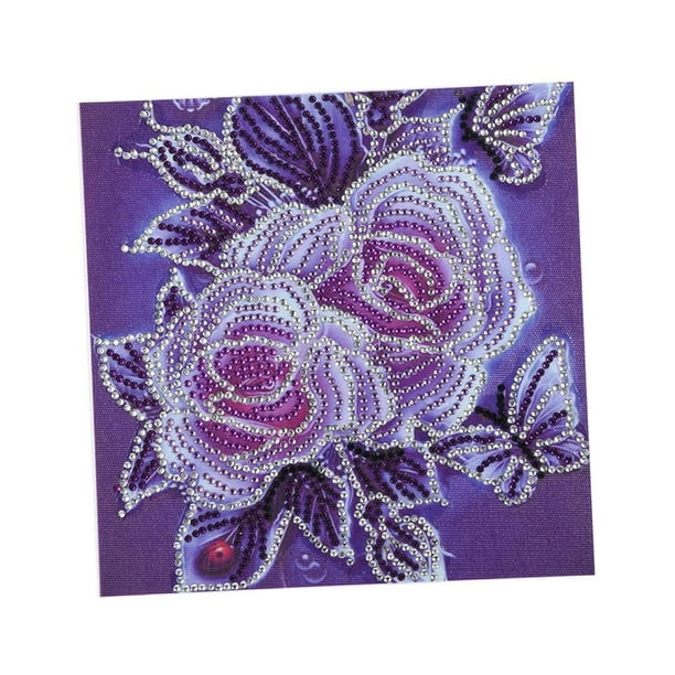 Kit de Pintura de Diamante 5D DIY con Forma de Flor, de Imitación, , Artesanía, Decoración de Pared, 25x25cm Púrpura
