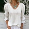 thumbnail image 5 of Endives Women's Long Sleeve T Shirt Lace Mesh Hollow V Neck Casual Womens Top Spring Trendy White, 5 of 5