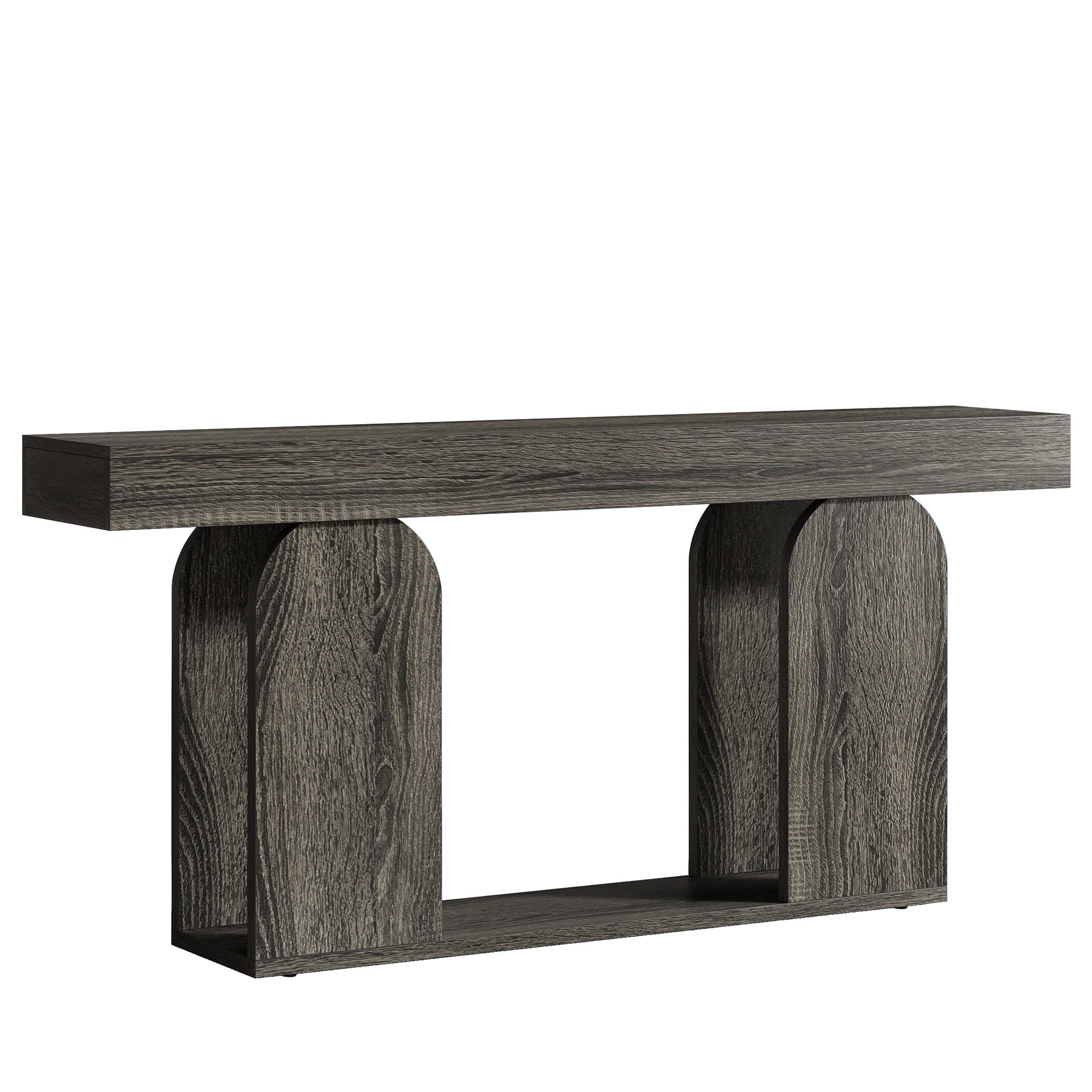 Fnova 70.87" Farmhouse Console Table for Entryway, 2-Tier Storage Long Narrow Wood Entryway Table, Easy Assembly, Gray