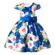thumbnail image 1 of Hermosa de Niñas Flores Rosa Impreso De Moda Brillante Cuello Princesa Vacaciones Concierto Azul, 1 of 9