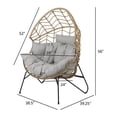 thumbnail image 5 of Grand Patio Outdoor & Indoor Wicker Oversized Egg Chair Set of 2 with Cushions Heavy Duty Steel Frame Egg Chair w/ Stand for Outside, Porch, Backyard, Tan, 5 of 8