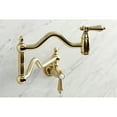 thumbnail image 3 of Kingston Brass KS2107BAL Heirloom Two-Handle 1-Hole Wall Mount Pot Filler Faucet in Brushed Brass, 3 of 8