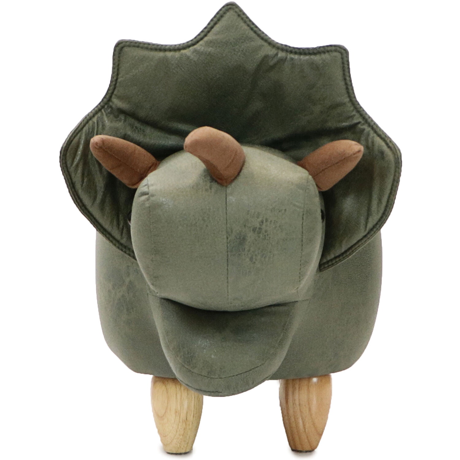Critter Sitters 14-In. Seat Height Green Triceratops Dinosaur Animal Shape Ottoman - Furniture for Nursery, Bedroom, Playroom, and Living Room Decor