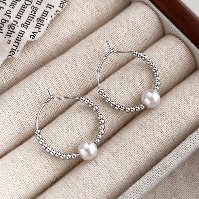 BF CLUB-pendientes redondos de perlas de Plata de Ley 925 para mujer y niña, joyería Sexy a la moda, regalo para fiesta y boda, pendientes para mujer