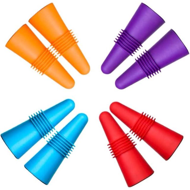 8 tapones de vino, sellador de silicona reutilizable para botellas de bebidas, de repuesto, con mango de corcho para mantener el vino fresco: rojo, azul, naranja y morado