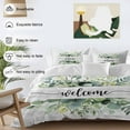 thumbnail image 3 of Cal King 4 Piece Bedding Set Green Eucalyptus Leaves Soft Breathable Duvet Cover and Pillowcase,Welcome on Gray White Plaid Duvet Cover Set Washable Bed Sheets for Bedroom Dormitory Guest Room, 3 of 9