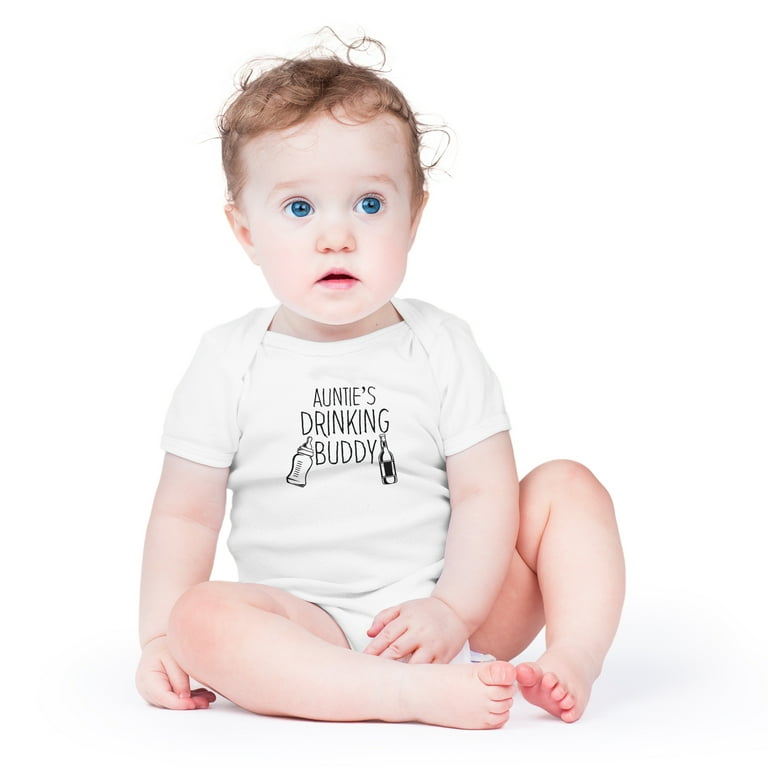 Funny Auntie's Drinking Buddy Baby Bodysuit - Humorous Infant One-Piece With Sarcastic Design