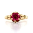 thumbnail image 1 of Natural Ruby Gemstone Ring, Round Cut Ring, 925 Yellow Gold Plated Sterling Silver Ring Wedding Gift For Him, 1 of 5